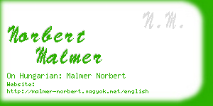 norbert malmer business card